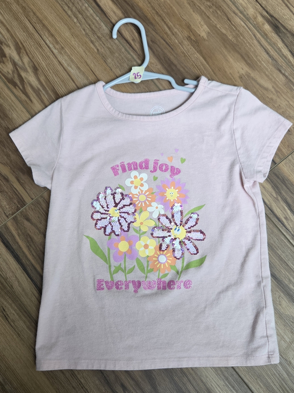 Girls' Pink Sequin Floral Tee - Find Joy Everywhere